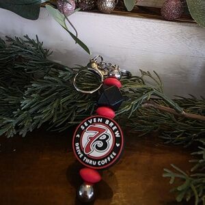 Seven Brew Keychain with Red and Black Beads